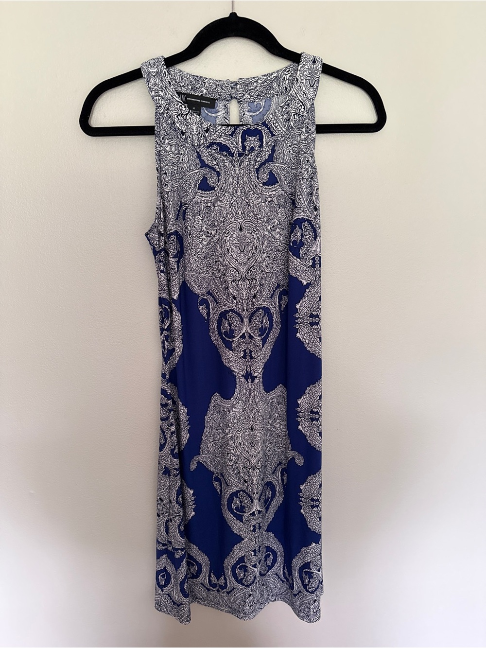 INC International Concepts Royal Blue and White Paisley Midi Dress